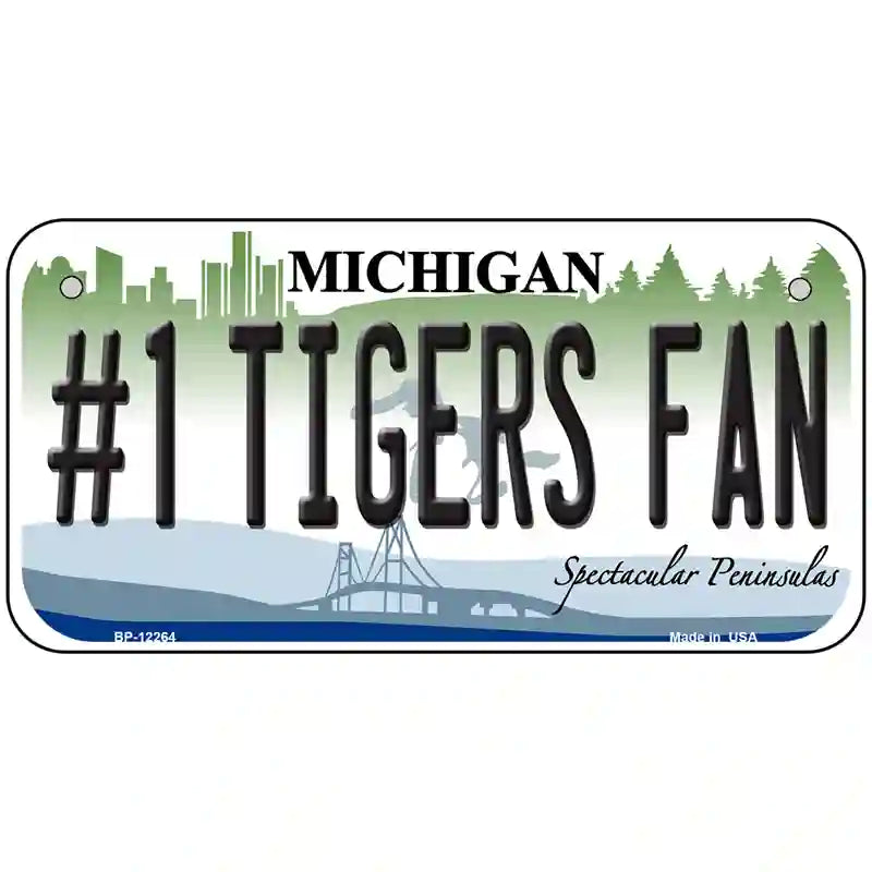 Number 1 Tigers Fan Michigan Novelty Metal License Plate 6" x 3" (BP)