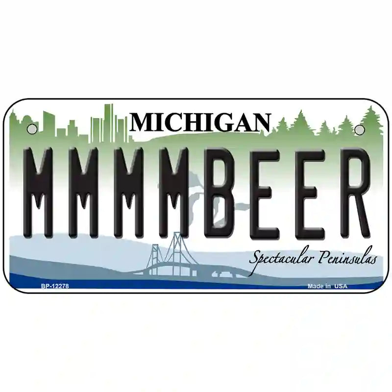 Michigan MMMMBeer Novelty Metal License Plate 6" x 3" (BP)