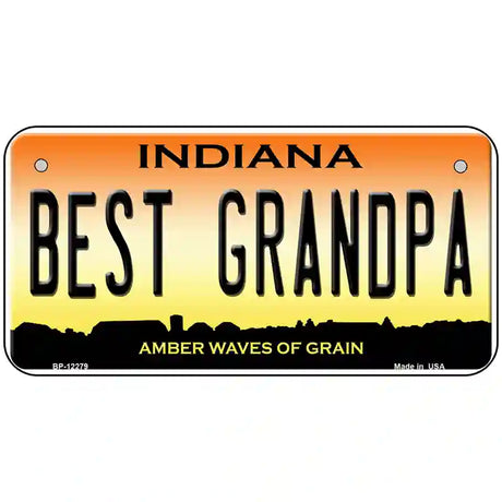 Best Grandpa Indiana Novelty Metal License Plate 6" x 3" (BP)