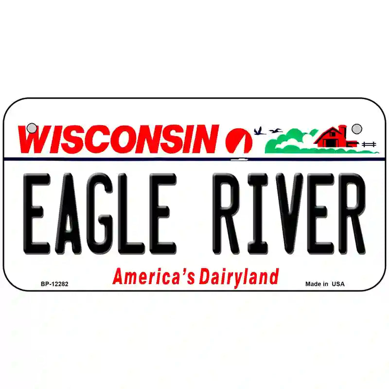 Wisconsin Eagle River Novelty Metal License Plate 6" x 3" (BP)