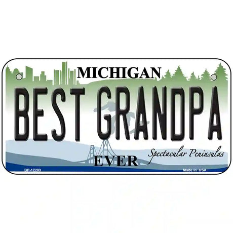 Michigan Best Grandpa Novelty Metal License Plate 6" x 3" (BP)