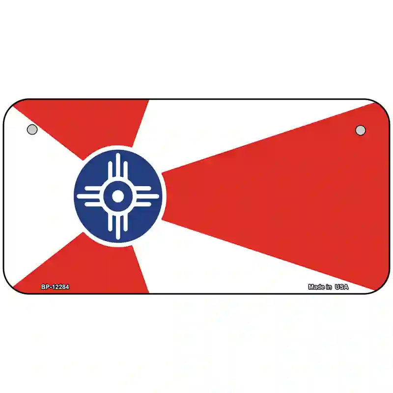 Wichita Flag Novelty Metal License Plate 6" x 3" (BP)