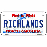 North Carolina Richlands Novelty Metal License Plate 6" x 3" (BP)