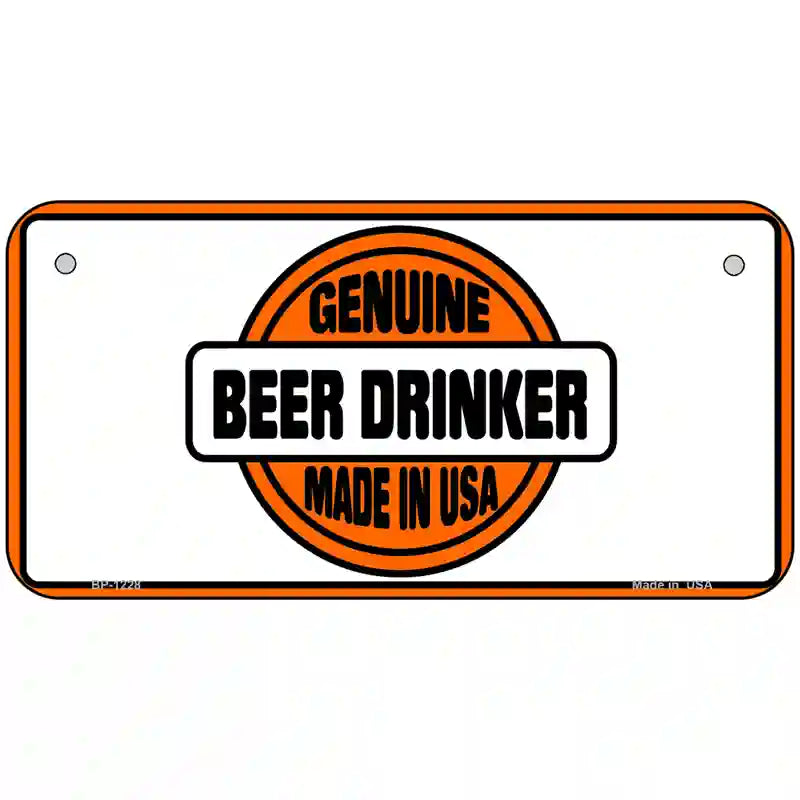 Genuine Beer Drinker Novelty Metal License Plate 6" x 3" (BP)