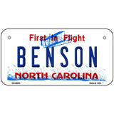 North Carolina Benson Novelty Metal License Plate 6" x 3" (BP)