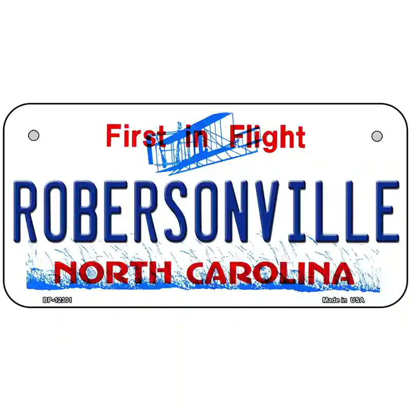 North Carolina Robersonville Novelty Metal License Plate 6" x 3" (BP)