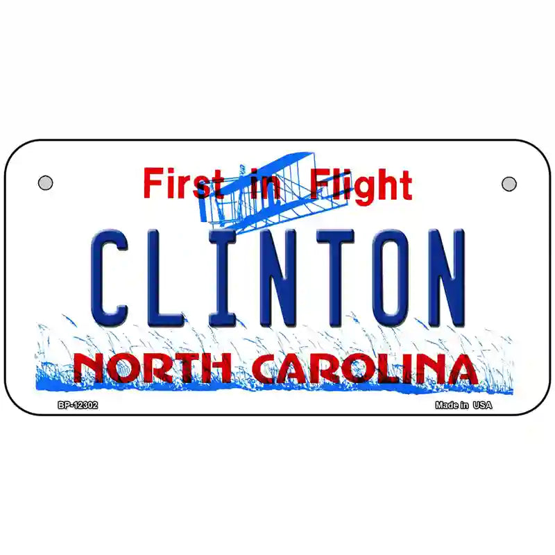 North Carolina Clinton Novelty Metal License Plate 6" x 3" (BP)