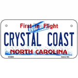 North Carolina Crystal Coast Novelty Metal License Plate 6" x 3" (BP)