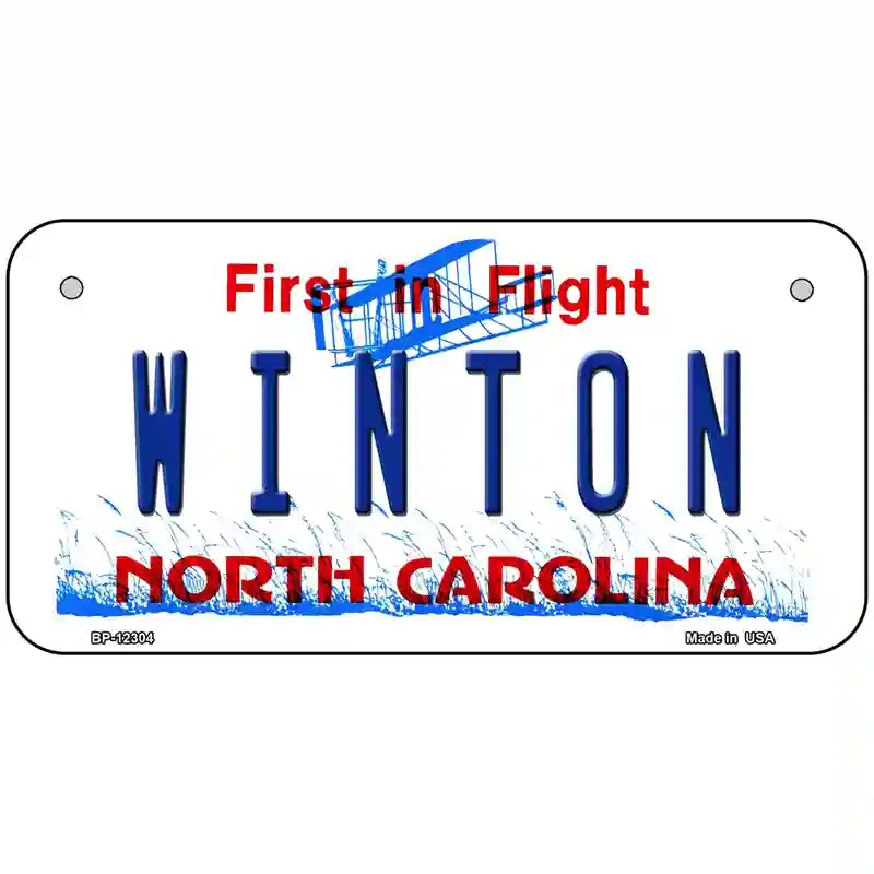 North Carolina Winton Novelty Metal License Plate 6" x 3" (BP)