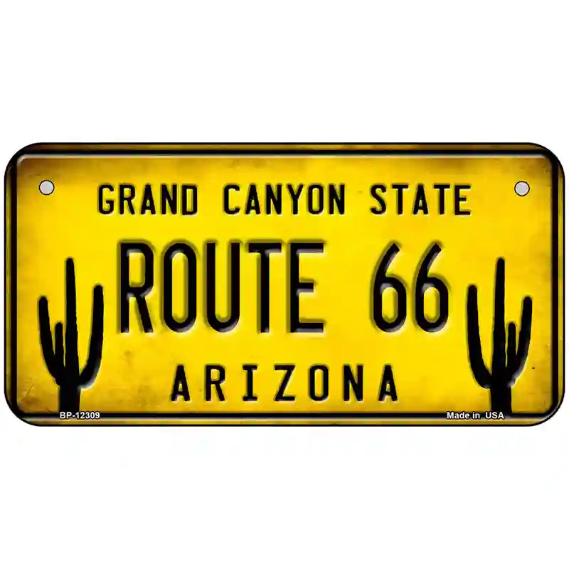 Arizona Route 66 Novelty Metal License Plate 6" x 3" (BP)