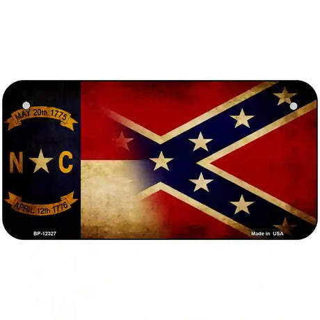 NC | Confederate Flag Novelty Metal License Plate 6" x 3" (BP)