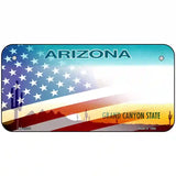 Arizona with American Flag Novelty Metal License Plate 6" x 3" (BP)