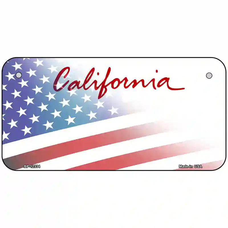 California Plate American Flag Novelty Metal License Plate 6" x 3" (BP)