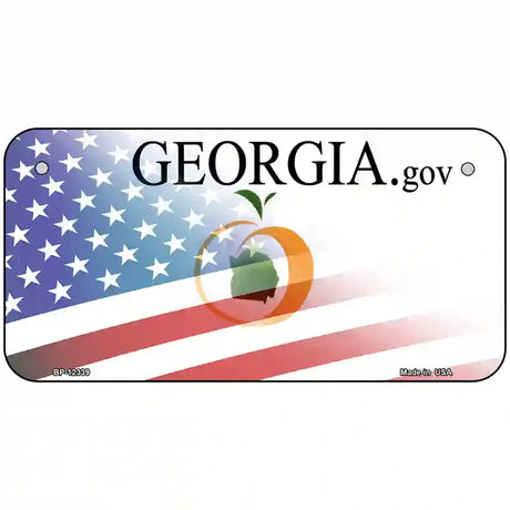 Georgia with American Flag Novelty Metal License Plate 6" x 3" (BP)