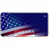 Indiana with American Flag Novelty Metal License Plate 6" x 3" (BP)