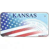 Kansas with American Flag Novelty Metal License Plate 6" x 3" (BP)