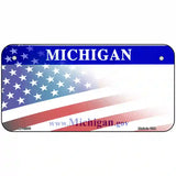 Michigan with American Flag Novelty Metal License Plate 6" x 3" (BP)