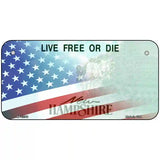 New Hampshire with American Flag Novelty Metal License Plate 6" x 3" (BP)