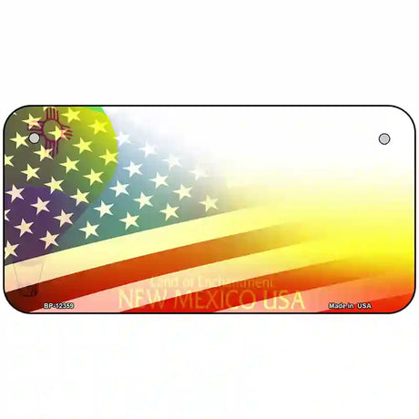 New Mexico with American Flag Novelty Metal License Plate 6" x 3" (BP)