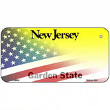 New Jersey with American Flag Novelty Metal License Plate 6" x 3" (BP)