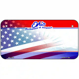 Ohio with American Flag Novelty Metal License Plate 6" x 3" (BP)