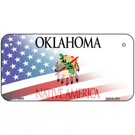 Oklahoma with American Flag Novelty Metal License Plate 6" x 3" (BP)