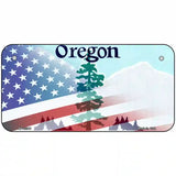 Oregon with American Flag Novelty Metal License Plate 6" x 3" (BP)