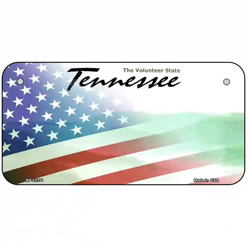 Tennessee with American Flag Novelty Metal License Plate 6" x 3" (BP)