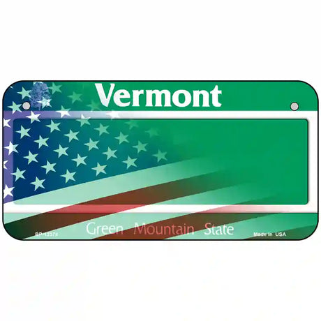 Vermont with American Flag Novelty Metal License Plate 6" x 3" (BP)