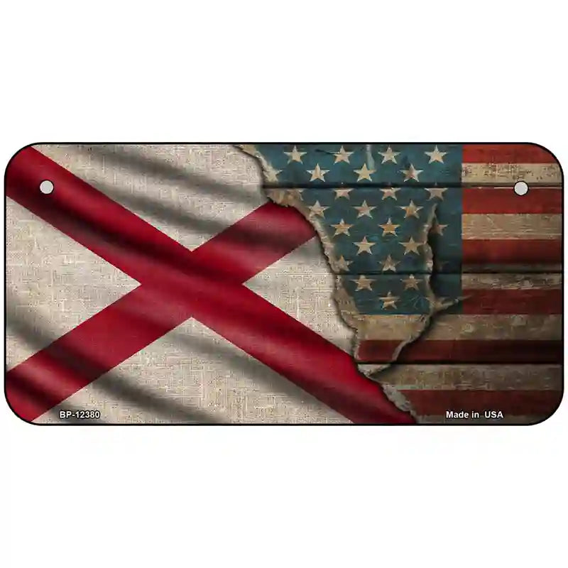 Alabama/American Flag Novelty Metal License Plate 6" x 3" (BP)