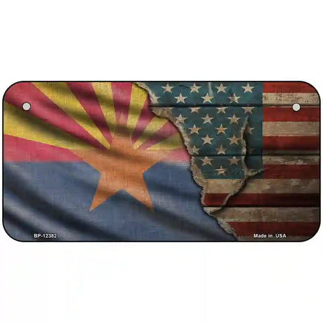 Arizona/American Flag Novelty Metal License Plate 6" x 3" (BP)