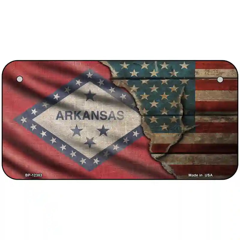 Arkansas/American Flag Novelty Metal License Plate 6" x 3" (BP)