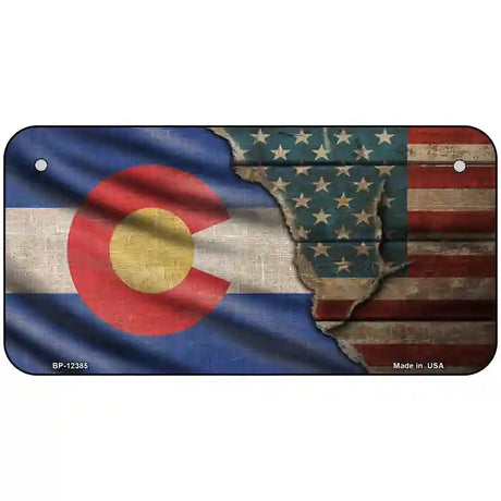 Colorado/American Flag Novelty Metal License Plate 6" x 3" (BP)