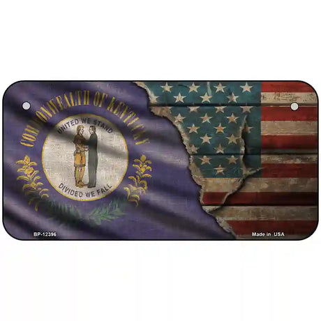 Kentucky/American Flag Novelty Metal License Plate 6" x 3" (BP)