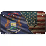 Michigan/American Flag Novelty Metal License Plate 6" x 3" (BP)