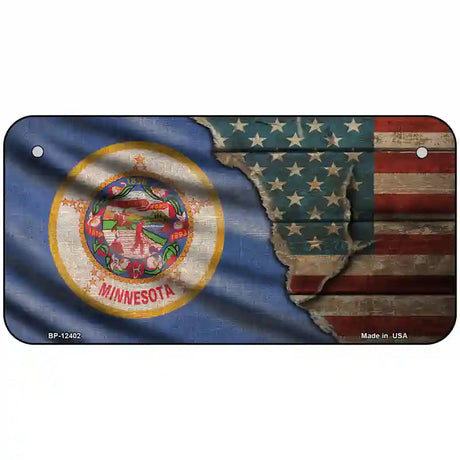 Minnesota/American Flag Novelty Metal License Plate 6" x 3" (BP)