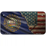 New Hampshire/American Flag Novelty Metal License Plate 6" x 3" (BP)