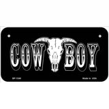 Cowboy Longhorn Skull Novelty Metal License Plate 6" x 3" (BP)