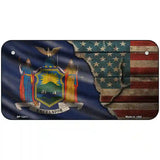 New York/American Flag Novelty Metal License Plate 6" x 3" (BP)