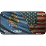 Oklahoma/American Flag Novelty Metal License Plate 6" x 3" (BP)