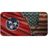 Tennessee/American Flag Novelty Metal License Plate 6" x 3" (BP)