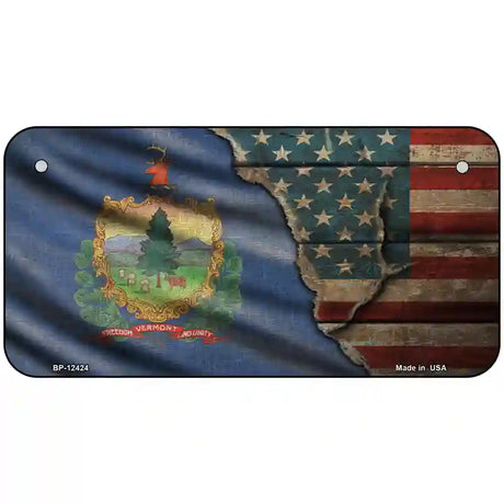 Vermont/American Flag Novelty Metal License Plate 6" x 3" (BP)