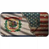 West Virginia/American Flag Novelty Metal License Plate 6" x 3" (BP)