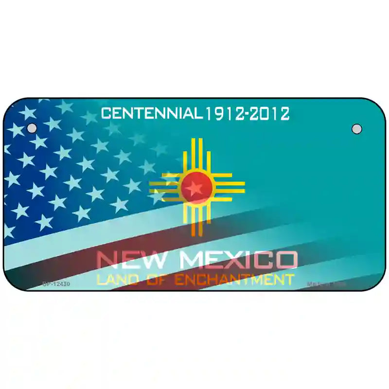 New Mexico with American Flag Novelty Metal License Plate LP-12430 6" x 3" (BP)