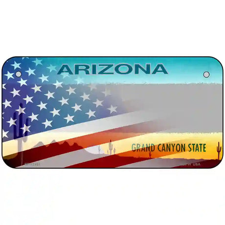 Arizona License Plate American Flag Novelty Metal License Plate 6" x 3" (BP)