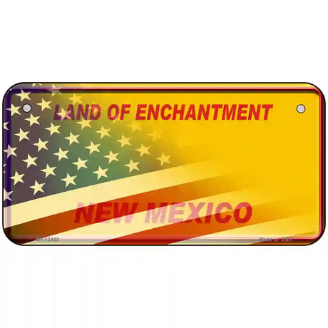 New Mexico Yellow Plate American Flag Novelty Metal License Plate 6" x 3" (BP)