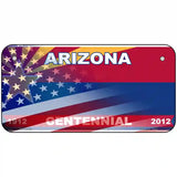 Arizona Centennial American Flag Novelty Metal License Plate 6" x 3" (BP)