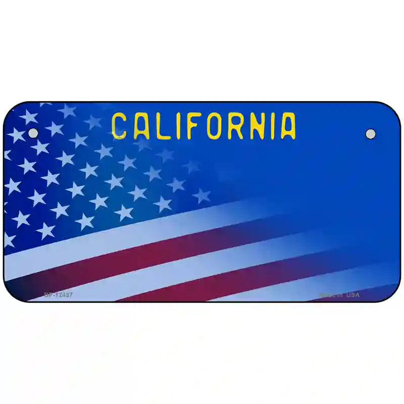 California with Blue California Plate Novelty Metal License Plate 6" x 3" (BP)