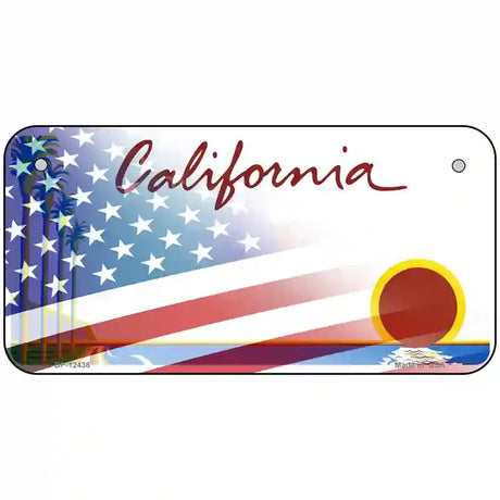 California Palm Plate American Flag Novelty Metal License Plate 6" x 3" (BP)