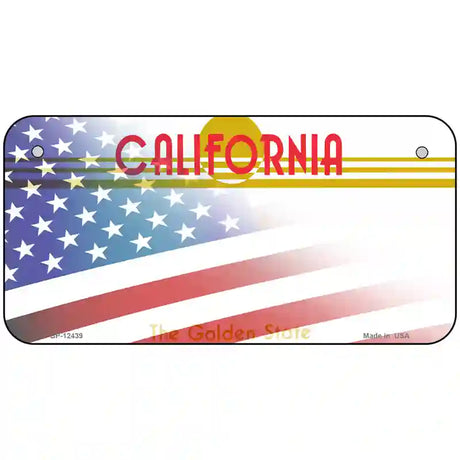 California with American Flag Novelty Metal License Plate LP-12439 6" x 3" (BP)